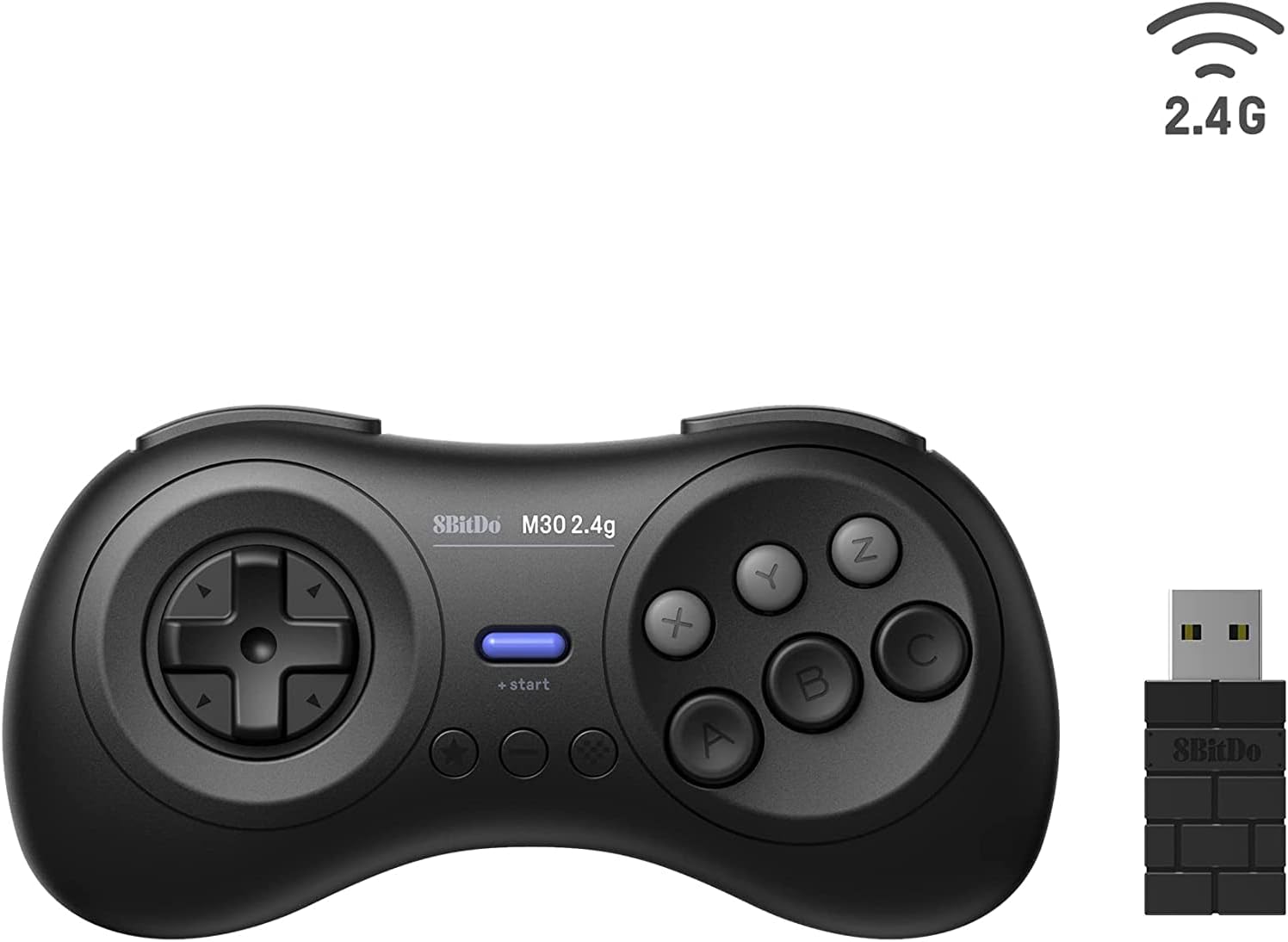 8Bitdo M30 2.4G Wireless Gamepad for Sega Genesis Mini and Mega Drive Mini and Switch with 6-Button Layout (Black)