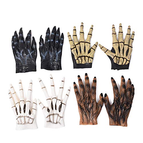Latex Skeleton Gloves Halloween Costume Gloves Bone Claw Gloves Grim
