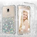 Galaxy J7 Crown/J7 Star/J7 2018/J7v 2nd Gen/J7 Refine Case Hard Clear Glitter Sparkle Liquid Heavy Duty Shockproof Three Layer Protective Bling Compatible Cases for Samsung Galaxy J7 Crown - Clear
