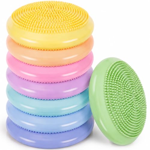 Image of Amylove 8 Pcs Wiggle Seat Inflated Wobble Cushion for Sensory Kid 13 Inch Balance Disc Kids Flexible Seating Exercise Sensory Pad Chair Cushion for Classroom Office School(Elegant)