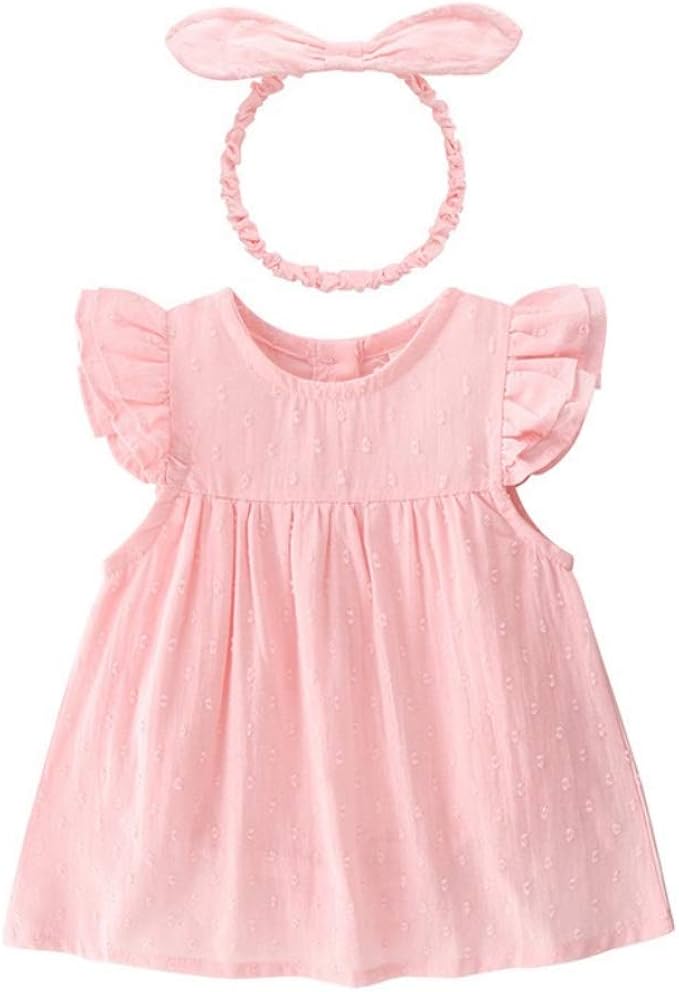 Amazon Co Jp Baby Nest ベビー服 女の子 ワンピース 半袖 ロンパース 夏服 赤ちゃん服 新生児服 退院服 チュニック無地 かわいい セレモニー服 ヘアバンド付き 服 ファッション小物