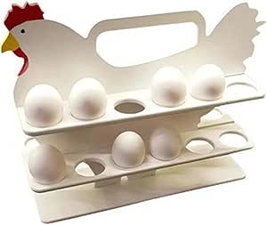 Amazon.com: Eggs Dispenser Chicken Shaped Wood Storage Rack Easy to ...