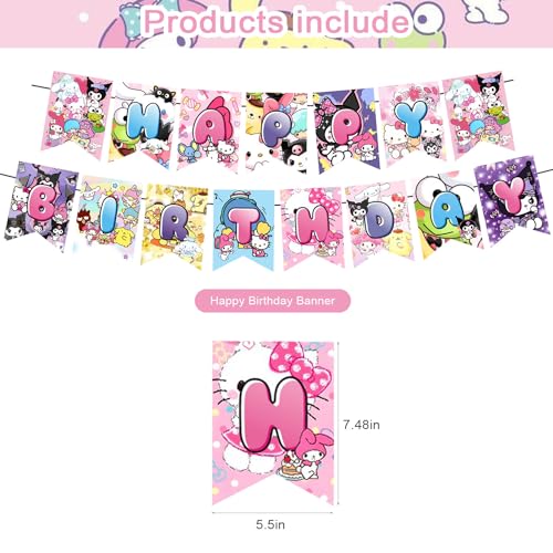 Cartoon birthday party supplies,Cute Anime party including cake caps, cupcake caps, flags, Latex Balloons, It is very suitable for birthday party supplies.