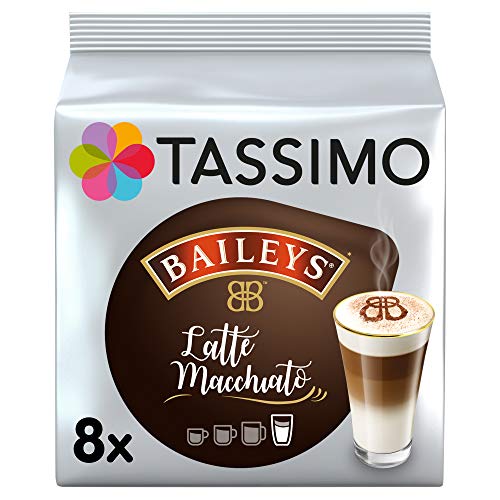 Tassimo Latte Machiatto Baileys Coffee medium roast Capsules 16count