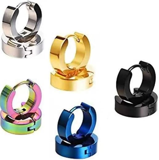 BEAUTIVIA Mens Jewellery Valentine Multi Stud Bali Hoop earrings for men/Ear rings Combo For Men/Gents/Boys/Ear mens jewel...