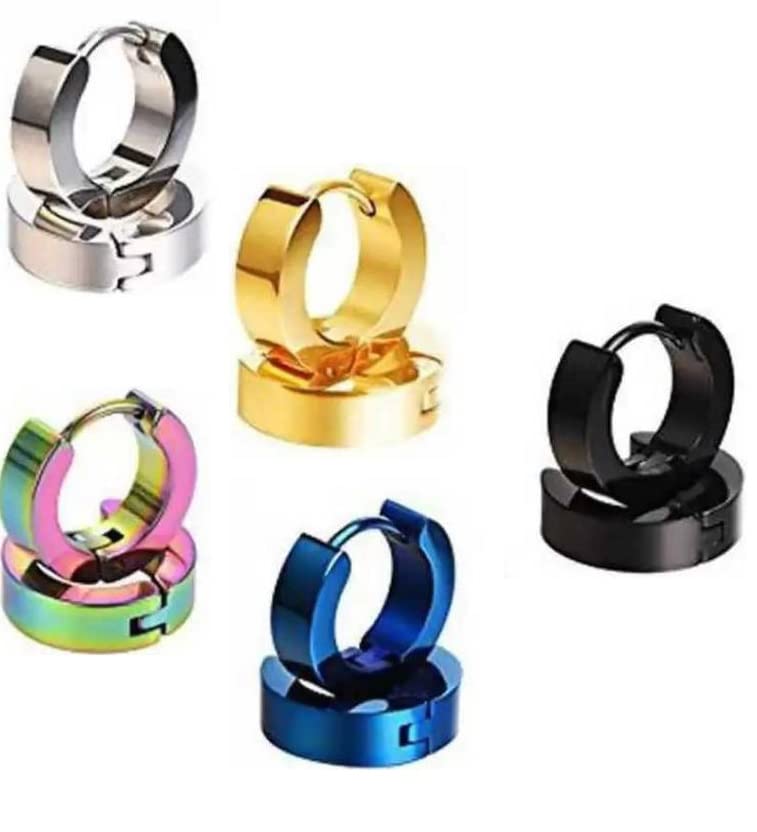 beautivia Mens Jewellery Valentine Multi Stud Bali Hoop earrings for men/Ear rings Combo For Men/Gents/Boys/Ear mens jewellery, Stainless Steel Clip-on Earring, Earring Set, Hoop Earring, Stud Earring-picture-28