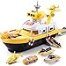 Yjdr Bateau Jouet pour Enfants, Ensemble de Voitures Amusantes 1-3 Ans avec Musique, Navire ferroviaire de Type Police (avec 3 Voitures + 1 Avion)