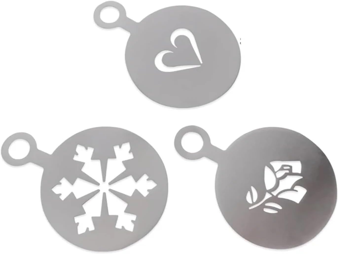 Compatible for Home & Coffee Shop Use Stainless Steel Coffee Stencil Latte Cappuccino Art Decoration Tool Baking Mold(3Pcs)