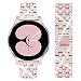 Produktbild DEALELE Kompatibel mit Samsung Galaxy Watch 4/4 Classic/Galaxy 5/5 Pro/Galaxy 3 41mm / Galaxy Watch 42mm / Active 2, 20mm Diamant Metall Armband Ersatz für Huawei GT2 / GT3 42mm, Rose pink