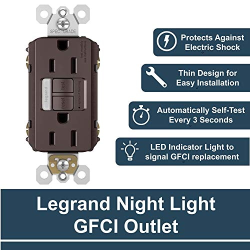 Legrand - Pass & Seymour Radiant Self-Test Gfci Outlet, Dark Bronze Gfci Outlet, Gfci Outlet 15 Amp, 125 Volt Gfci Outlet With Nightlight, 1597Ntltrdbcc4, 1 Count #TOP1