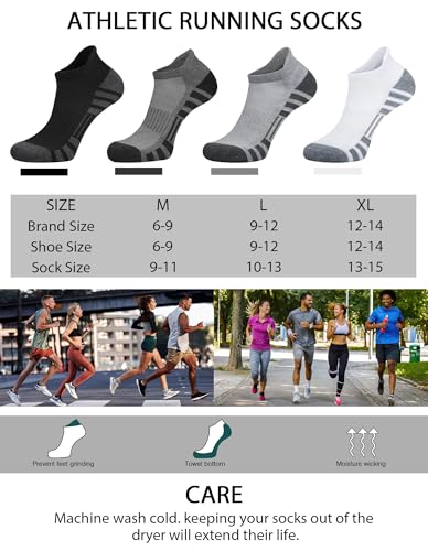 Image of Airacker Ankle Athletic Running Socks Cushioned Breathable Low Cut Sports Tab Socks for Men and Women (6 Pairs)