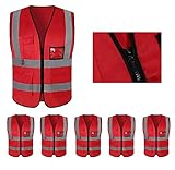 Mount Marter Reflective Safety Vest with 5 Pockets,Reflective Strips,Universal Size,5 Pack