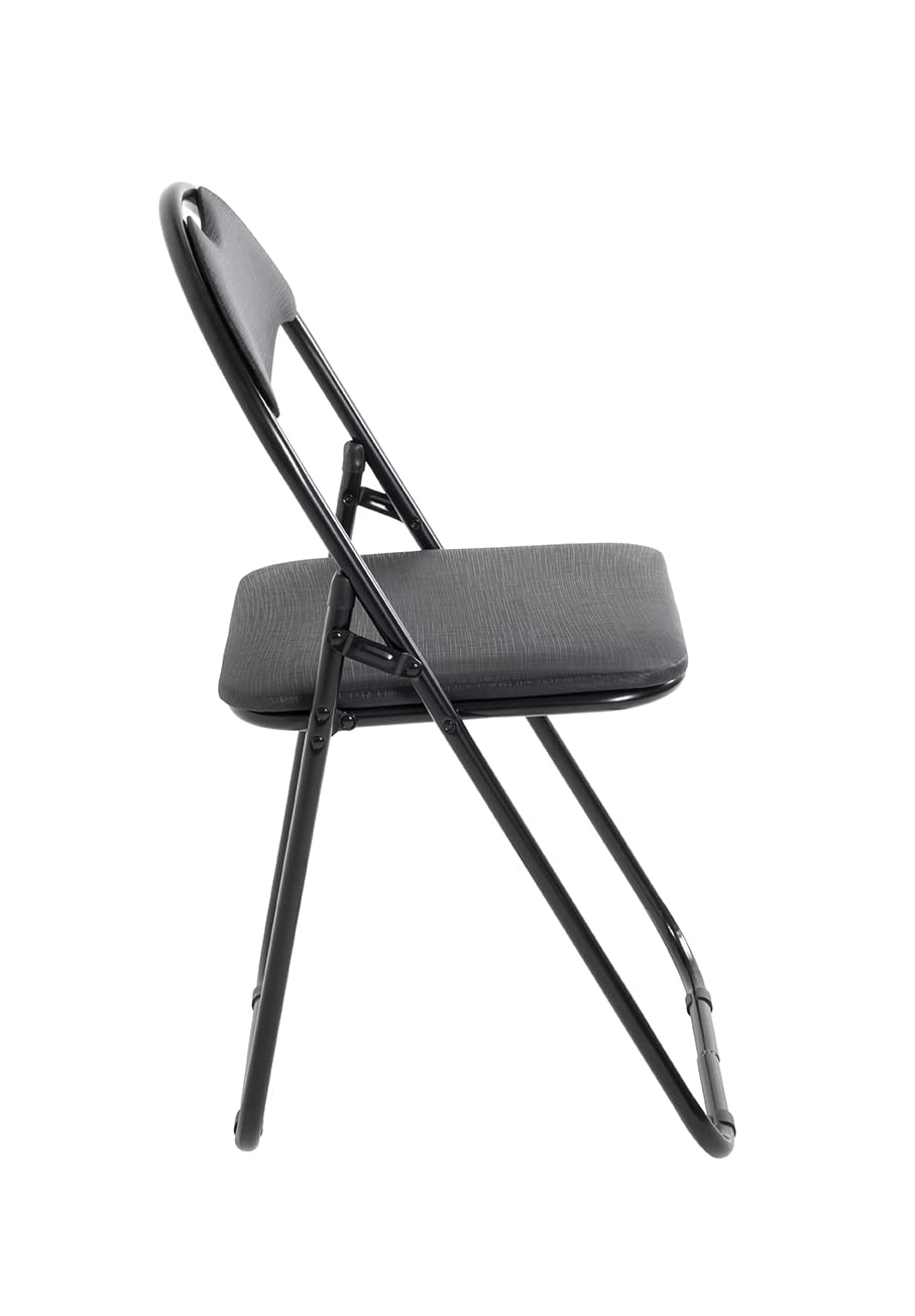 HAKU Chaise Pliante rembourrée, Lot de 6 chaises Pliantes Confortables, Noir, Dossier rembourré, Assise rembourrée, Acier - Dimensions : L 44 x H 80 x P 47 cm, Style : Moderne