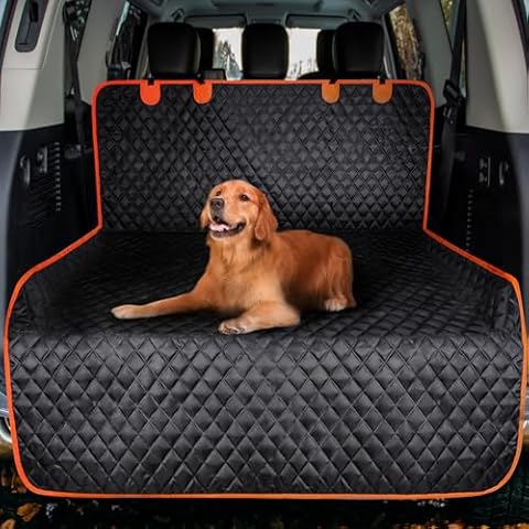 MIXJOY SUV Cargo Liner for Dogs, Waterproof Cargo Liner for SUV, Pet Dog Cargo Cover Mat with Bumper Flap Protector, Nonslip Dog Seat Cover for SUV Trunk Sedans Vans, Universal Fit (90" L x 55" W) Cover