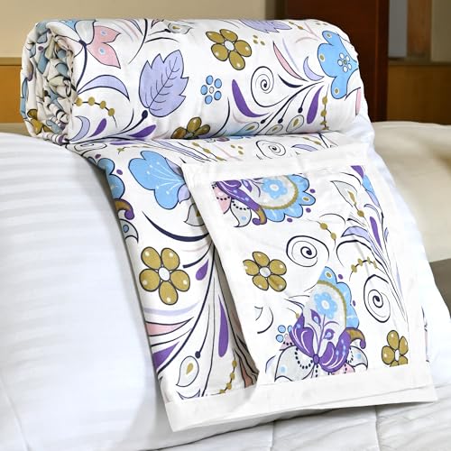 Image of Divine Casa Soft Cotton Dohar for Single Bed 210 x 140 cm, 120 GSM Lightweight Breathable Quilt for Summer and Mild Winter
