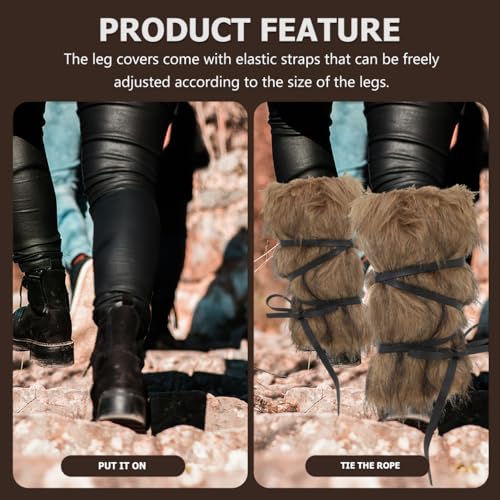 Couvre-bottes en fourrure synthétique doux chaud confortable avec sangles de maintien