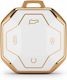 غطاء حماية كامل لمفتاح JETOUR T2 من البولي يوريثين الحراري الناعم لسيارة ترافيلر تي 2 سمارت فوب للسيارة الذكية، بديل للاكسسوارات، ابيض وذهبي، متوافق مع جيتور