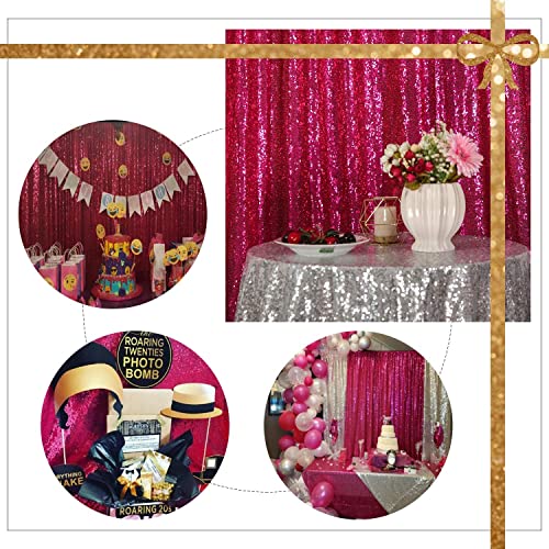 Poise3EHome 8FT x 10FT Sequin Photography Backdrop Curtain for Party Decoration, Hot Pink by Poise3EHome - Used condition - Image 5