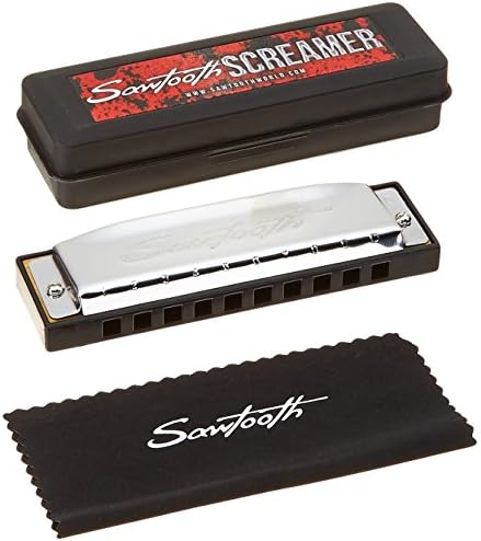 Sawtooth ST-HARP-SCREAM-D Screamer Chrome Plated Harmonica, Key of D with Case and Cloth