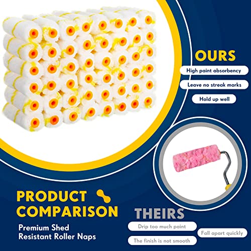 400 Pieces 4 Inch Mini Paint Roller Bulk Small Microfiber Roller Cover 1/2" Nap For Paint Roller Brush For House Painting Supplies, Diy Craft Home Wall Repair Tool Kit Set #TOP4