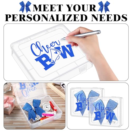 Image of Honeydak 6 Pcs Extra Large Cheer Bow Plastic Box Cheer Team Gifts Bulk Bobby Pin Case Plastic Containers for Team Cheerleader Dance Ballet Hair Accessories Storage Organizer Cheerleading Travel