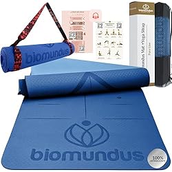 Precio Colchóneta De Yoga biomundus Esterilla Yoga Mat Antideslizante profesional Esterilla Deporte en Casa Colchoneta Gimnasia Mat Yoga antideslizante con sistema de alineación Correa y Bolsa Esterilla Fitness