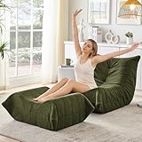 Yihomfy Pouf Canapé de Sol, Fauteuil Togo, Bean Bag Chaise Confortable, et Repose-Pied, Dossier inclinable, Aucun Montage Requis, pour Salon, Chambre, Bureau (Vert)