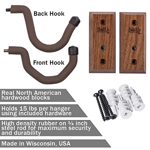 Usa Made Hardwood Horizontal Gun Rack Hanger Rifle Shotgun Bow Rack Hooks (Pair) - Black Walnut #TOP1