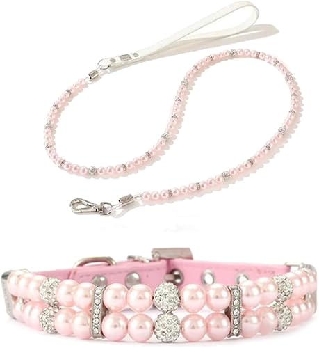 Miniatura 7 de Collar de perlas para perros y gatos, lindo collar de piel sintética de moda con diamantes de imitación de diamantes de imitación para mascotas,