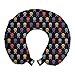 ABAKUHAUS Arte de Pixel Cojín de Viaje para Soporte de Cuello, Calaveras con Huesos, de Espuma con Memoria y Funda Estampada, 30x30 cm, Multicolor