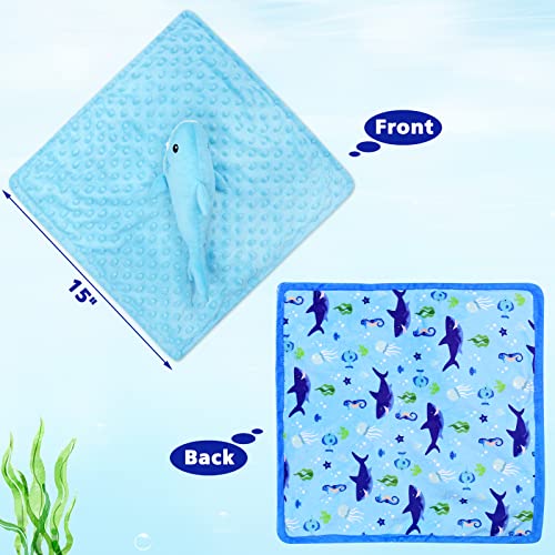Shark Security Blanket Soft Loveys For Babies Boy Minky Dot Snuggle Plush Lovie Blue Stuffed Ocean Animal Sleeping Blanket Newborn Nursery Unisex Blankie 15 Inch #TOP2