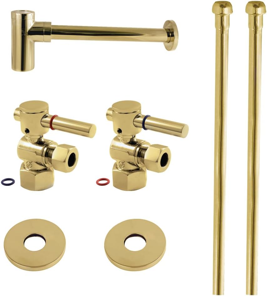 Kingston Brass CC43103DLLKB40 Trimscape Modern Plumbing Sink Trim Kit with Bottle Trap in Antique Brass