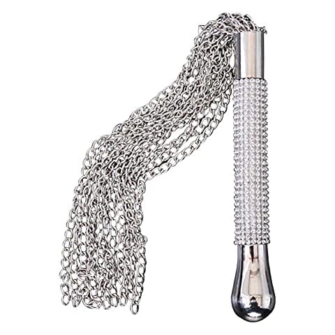 CONSUNDYTT Equestrian horse Whip - Metal Alloy Chain Tassel Short Horse Riding Whip Crop Crystal Handle Cover