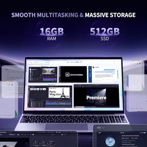 Image of 2026 15.6 inch Traditional Laptop Computer, Core i7 7600U 3.9GHz, 16GB RAM 512GB SSD, FHD IPS Display, Windows 11 Pro with Office 365, Type-C Charging, Backlit Keyboard, 3.5lbs