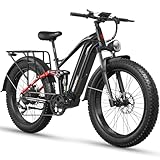 FREESKY Eurostar Electric Bike for Adults 48V 25Ah 95 Miles Long Range E-bike, Full Suspension & Dual Hydraulic Brakes Electric Mountain Bike,26' Fat Tire E-bike (Standard)