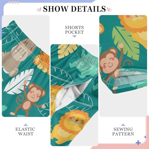 ZZXXB Lovely Lion Hippo Boys Long Pants Soft Trousers Elastic Waist Kids Lounge Bottoms with Pockets S-XL4