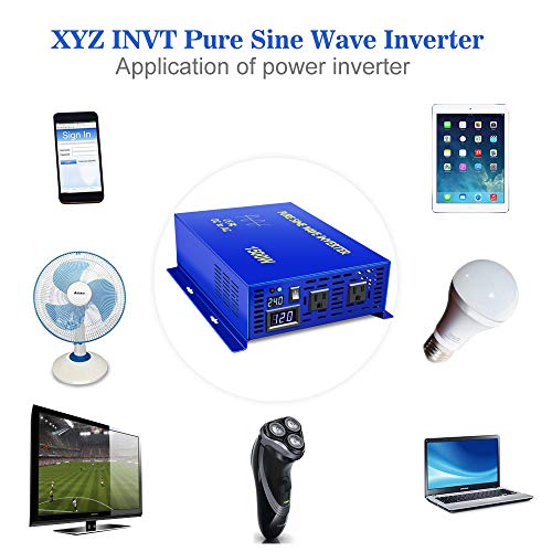 Xyz Invt 1500W Power Inverter Pure Sine Wave Inverter 24V Dc To 110V 120V Ac With Led Display Dual Ac Outlets For Car Rv Truck Boat (1500W24V) #TOP4