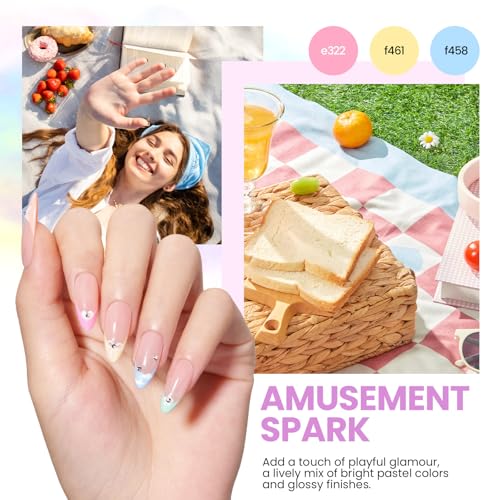 Image of Beetles Gel Nail Polish Kit with U V Light: 19 Pcs Garden Party Pastel 8 Colors Soak Off Gel Nail Set with Base and Top Coat, Sticker accessories All in One Manicure Party Favors