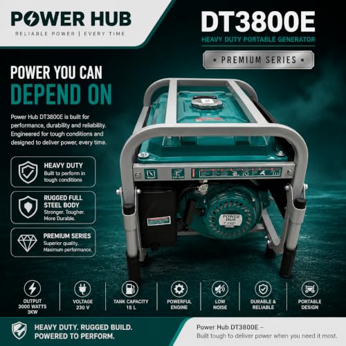 Image of POWER HUB DT3800E-3000 WATTS OR 3KW POWERED SELF START GENERATOR FOR HOME AND COMMERCIAL USE|HEAVY DUTY PREMIUM SERIES|1 YEAR FULL WARRANTY AND LIFE TIME SPARES SUPPLY