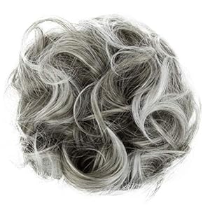 CAISHA Big Hairpiece Scrunchy Updo Bridal Hairstyle curly Messy Bun Gray Mix G19E
