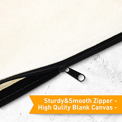 Image of Frienda 50 Pcs Canvas Zipper Pouch Bulk Gift Small Blank Pouch Makeup Bag Cosmetic Toiletry Bag Appreciation Gift for DIY Craft Projects Employee Coworkers Staff Team(Beige)