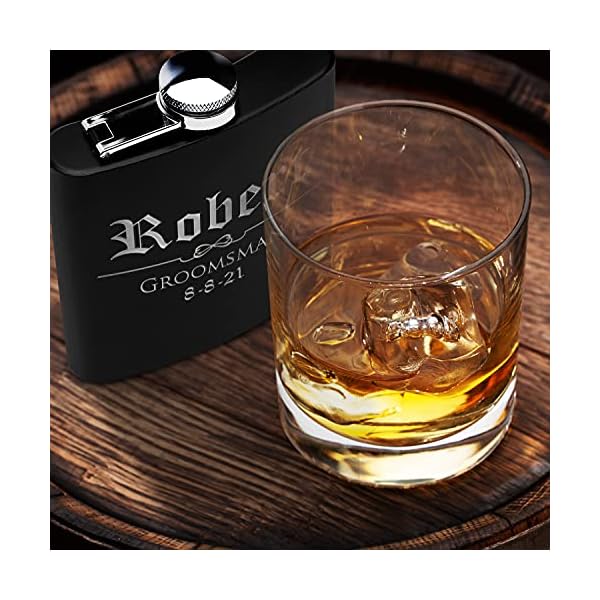 Juego de 6, Set de 3, único personalizado – Termo, Groomsmen regalo, personalizado Groomsman frascos, boda, regalos, Mate Negro, diseño 3 - Imagen 4