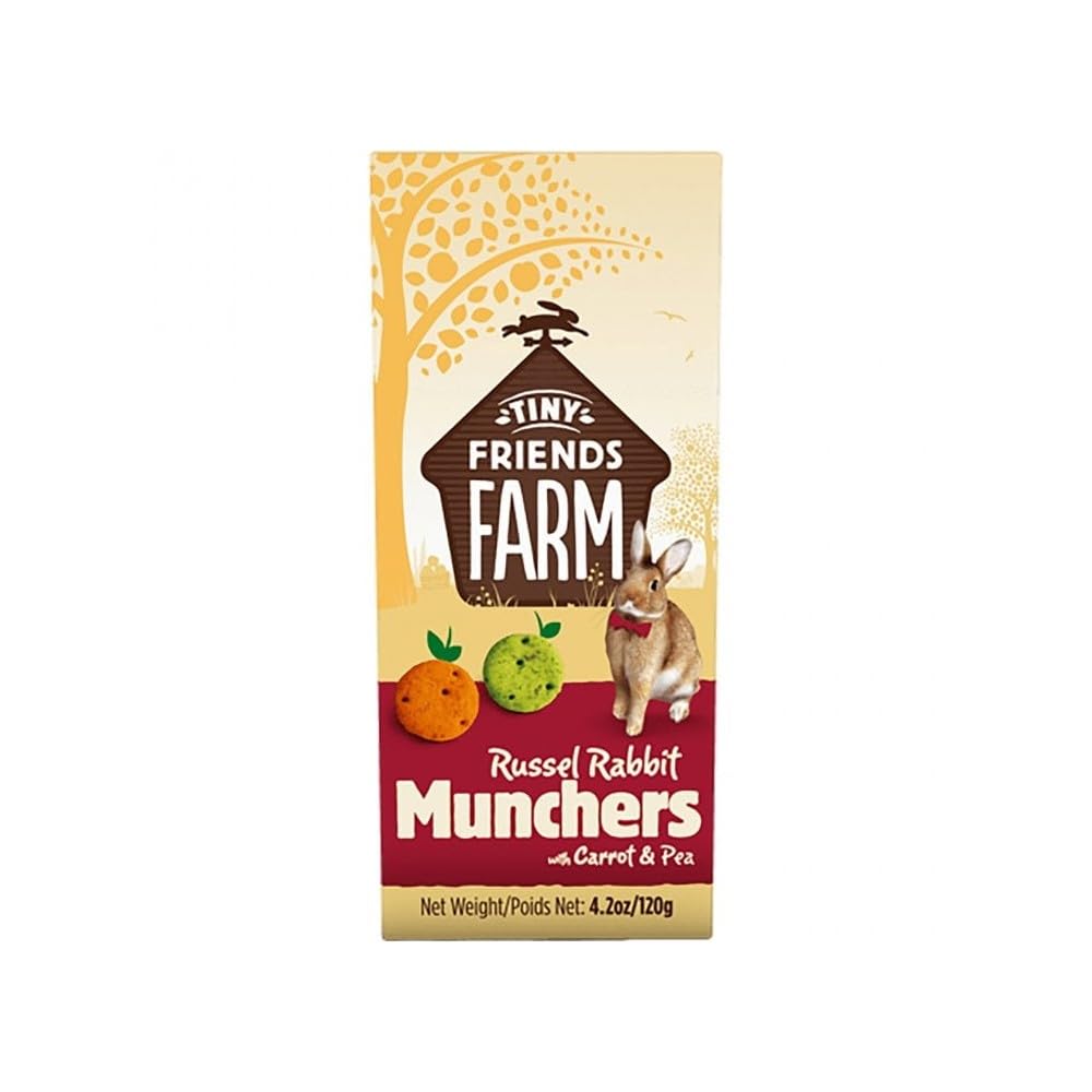 Tiny Friends Farm Supreme Russel Premium Munchers Carrot Healthy Baked Bites for Rabbits 4.2z