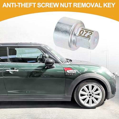 Image of Wheel Lock Lugnut - Car 072 Anti-theft Screw Nut Removal Key Socket - for BMW MINI COOPER Zinc Plated Alloy Steel Silver Tone - 1 Pc