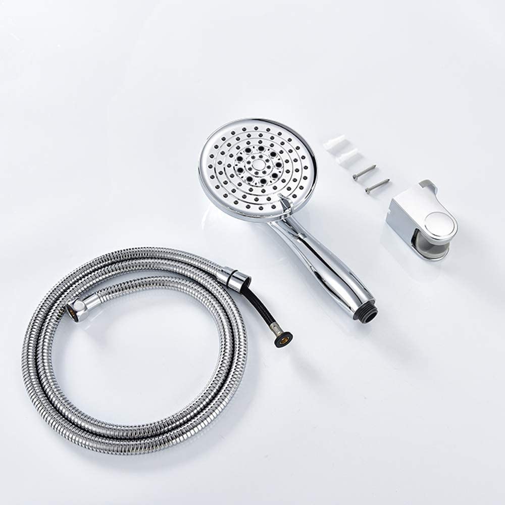 Soffione Doccia A Mano Ad Alta Pressione 5 Impostazioni Di Spruzzo Massaggio Spa Soffione Doccia A Mano Staccabile Faccia Cromata Con Tubo Flessibile E Regolabile,L