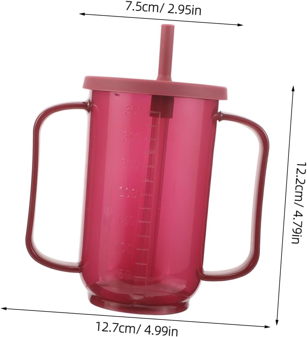KOMBIUDA 2pcs Elderly Care Sippy Cups Non-spill Dysphagia Drinking Mugs with Straw Lightweight Handle for Bedridden Disabled Adults Safe Swallowing and Choking Prevention