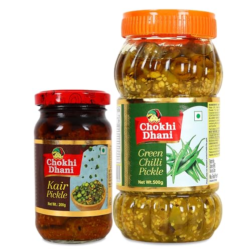 Image of Chokhi Dhani Kair Pickle 200g & Green Chilli Pickle 500g Combo | Rajasthani Achar Combo | Spicy Indian Pickles | No Artificial Flavours | Veg