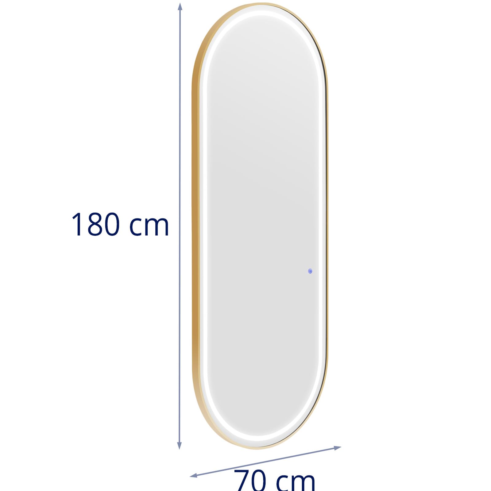 Physa Phy_SM_01 - Specchio da parrucchiere con illuminazione a LED, extra piatto, ovale, con illuminazione a LED