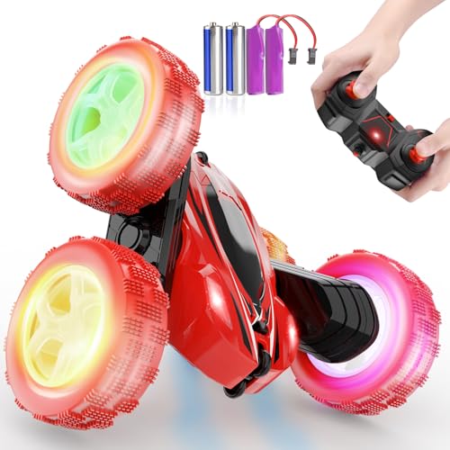 ORRENTE Remote Control Car, RC Cars Toys, 2.4GHz 4WD Fast RC Car Kids Toys Double Sided 360° Rotating Monster Truck Toys for Girls RC Truck Toy Cars for Boys