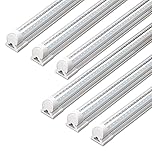 Barrina LED Shop Lights, 40W 5500LM 5000K, 4FT Integrated Fixture, V Shape,T8 Light Tube, Daylight White, Clear Cover, High Output, LED Shop Lights for Garage Warehouse Workshop Basement (Pack of 6)